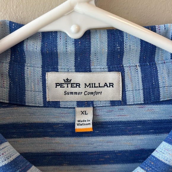 Peter Millar XL blue Striped Polo Shirt - Picture 3 of 6